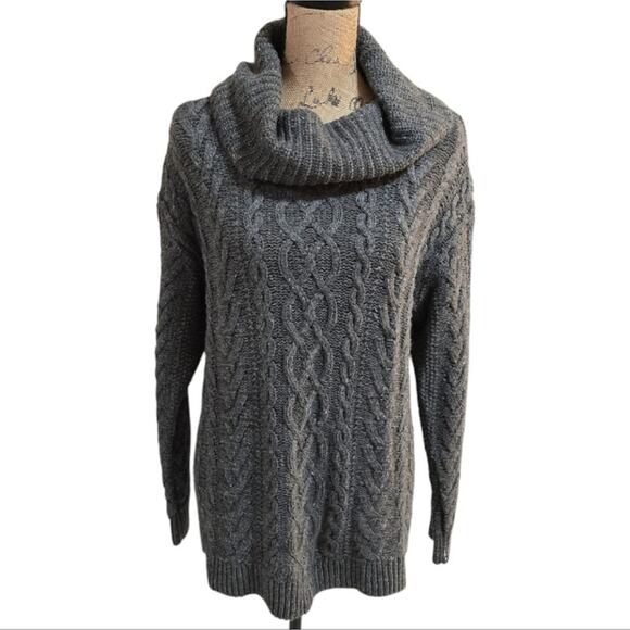 LRL Ralph Lauren Grey‎ Cowl Neck Cable Knit Classic Sweater Size Large New! - Picture 1 of 7